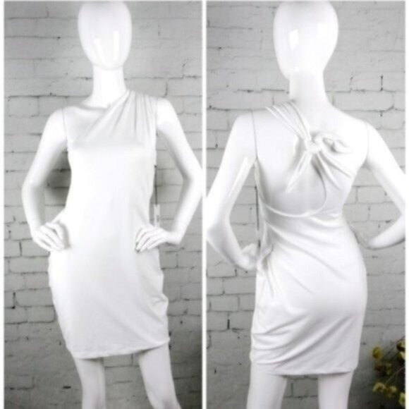 Susana Monaco One Shoulder Back Tie Book In Sugar White Medium - Picture 2 of 7